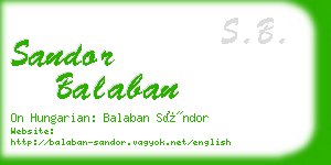 sandor balaban business card